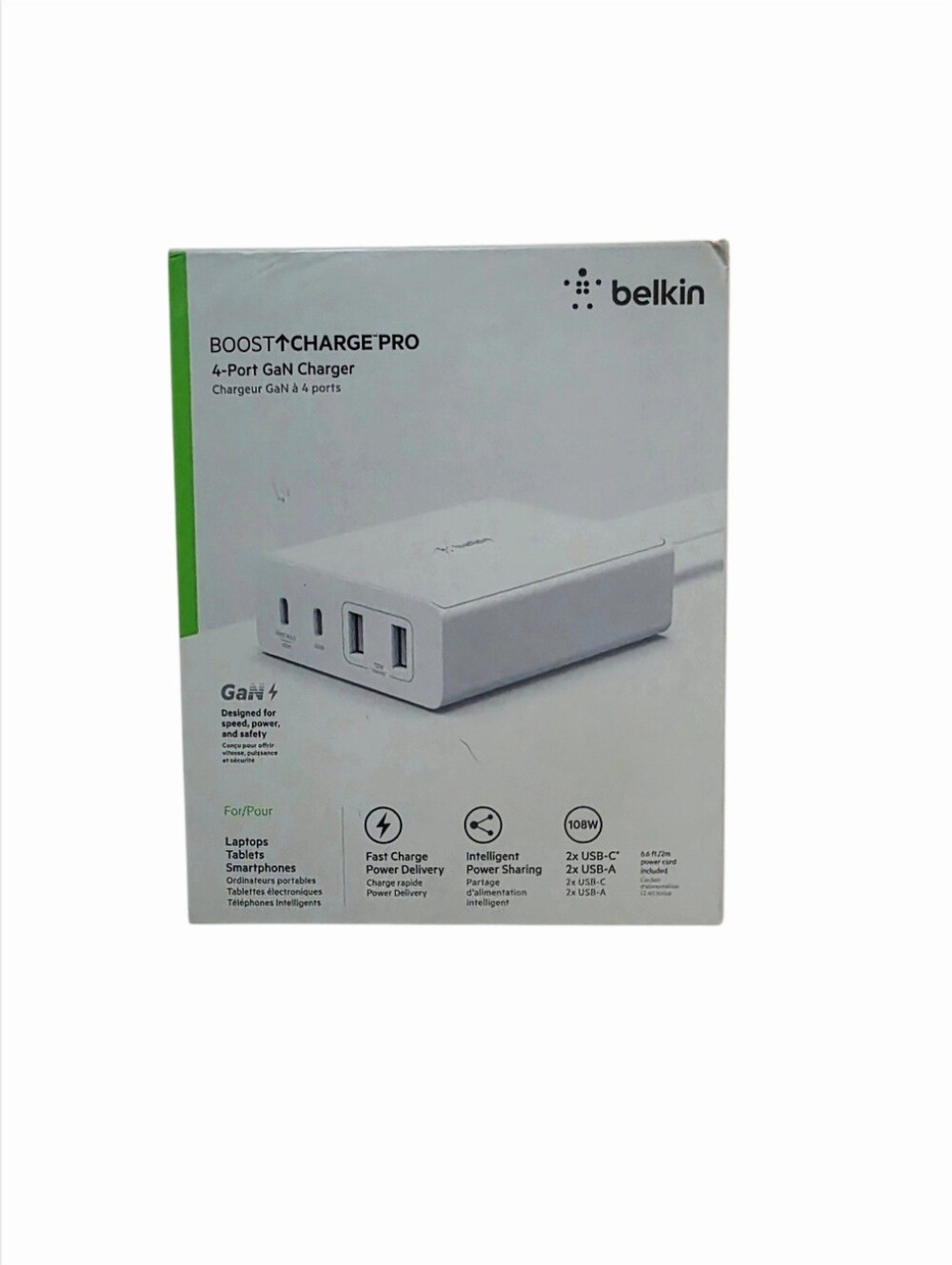 Belkin Boost Charge Pro 4-Ports 108W GaN USBC & Charger White WCH010DQWH NIB